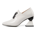 Patent Genuine Leather Shoes Women Strange Heel Finner Square Toe Shoes Hotsale Latest Style Fancy Heel Lady
